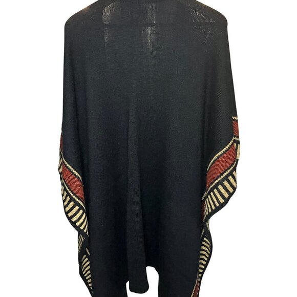 NOVICA Alpaca Blend Poncho Handmade Peru Black Terracotta Geometric One Size - Picture 3 of 9